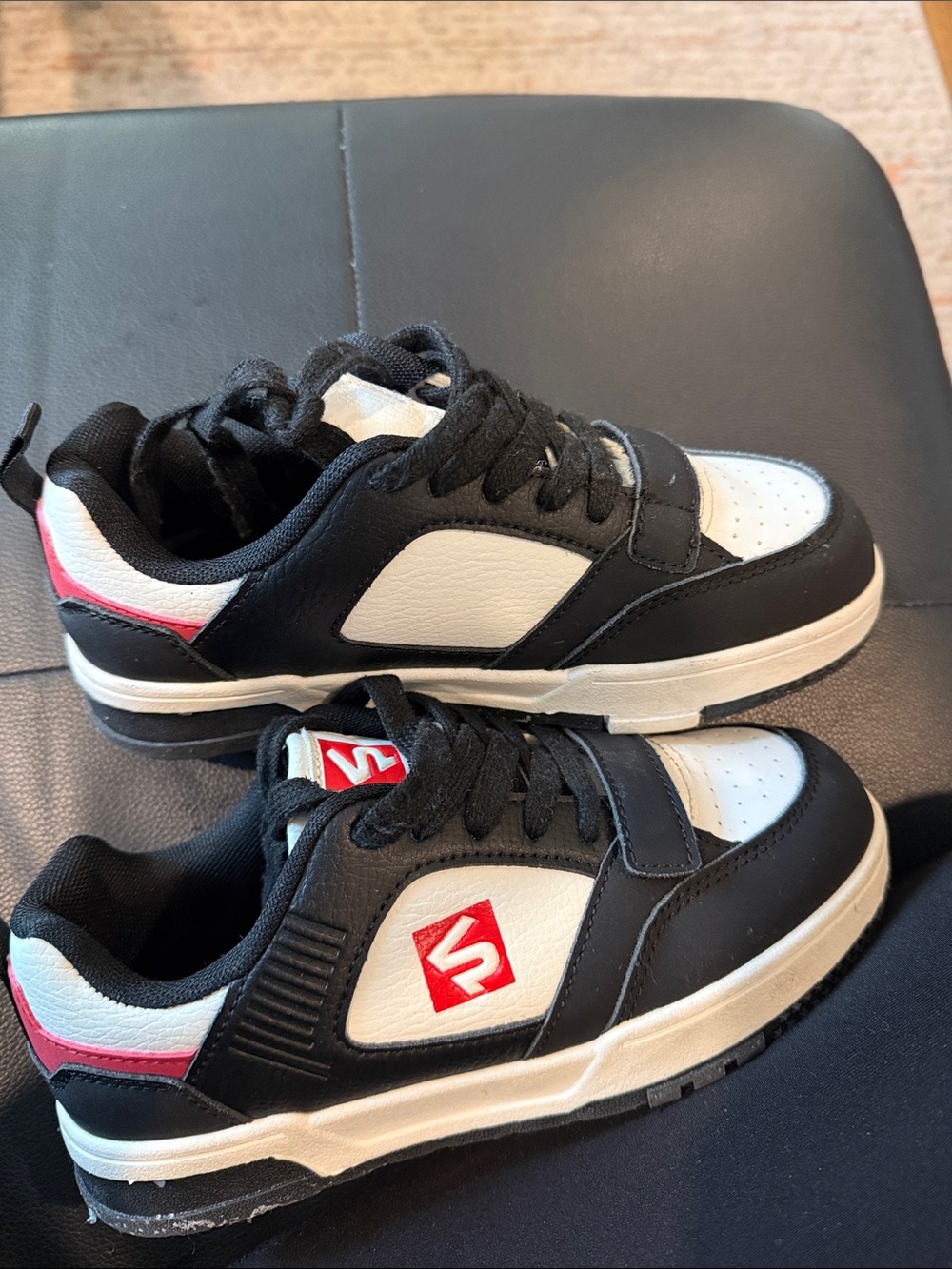 South Pole Kids Black and White Sneakers with Red Accent